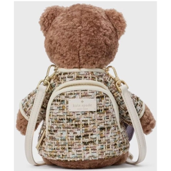 Kate Spade Purse Oh What Fun 3D Teddy Crossbody‎ Bag KI972 Faux Fur & Tweed NWT - Picture 3 of 6